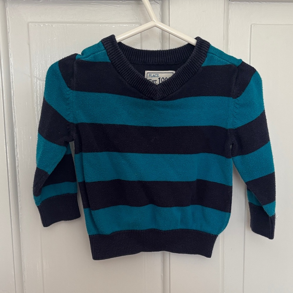 Place Kids Sweater - Teal and Navy Stripes